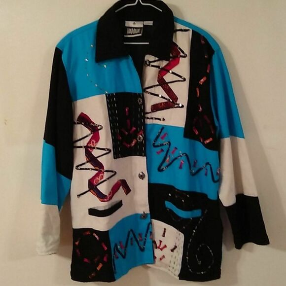 Yak Magik Women's jacket. Size L One of a Kind NWOT Artwear FUN BOLD - Picture 1 of 10